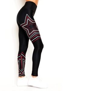 Goldsheep Red & Black Flash Star High Waisted Versatile Buttery Soft Leggings M